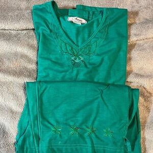 Annie Green Embroidered Pajama Set